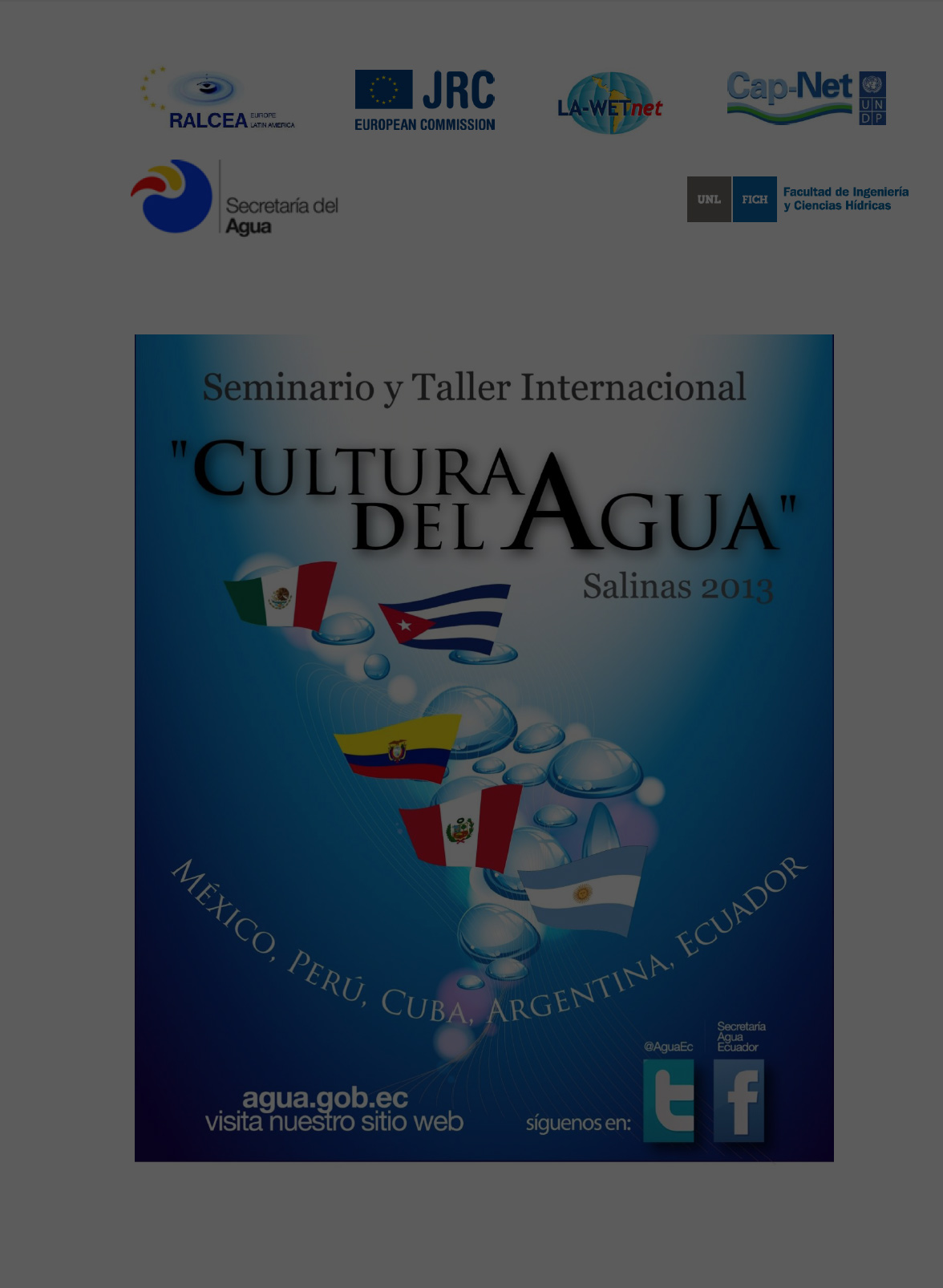 INFORME - Seminario y taller internacional “Cultura del Agua” - Ecuador, 2013